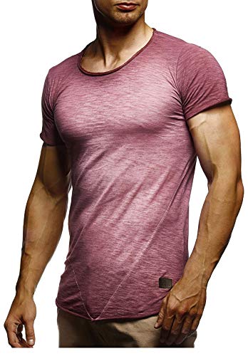 Leif Nelson T-Shirt Herren Sommer Rundhals-Ausschnitt (Rot, Größe XXL), Regular Fit Herren-T-Shirt 100% Baumwolle, Basic Männer T-Shirt Kurzarm von Leif Nelson