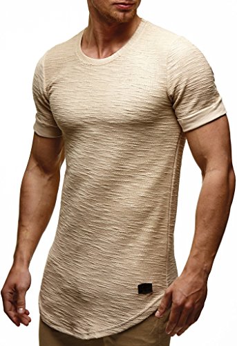 Leif Nelson T-Shirt Herren Sommer Rundhals-Ausschnitt (Beige, Größe XL), Regular Fit Herren-T-Shirt 100% Baumwolle, Basic Männer T-Shirt Kurzarm von Leif Nelson