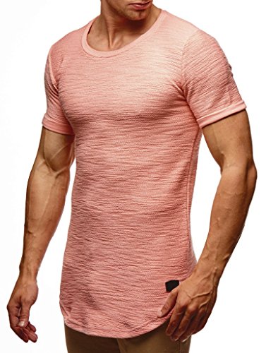 Leif Nelson T-Shirt Herren Sommer Rundhals-Ausschnitt (Rosa, Größe L), Regular Fit Herren-T-Shirt 100% Baumwolle, Casual Basic Männer T-Shirt Kurzarm von Leif Nelson