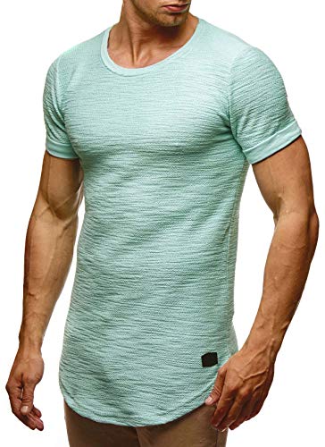 Leif Nelson T-Shirt Herren Sommer Rundhals-Ausschnitt (Mint, Größe XL), Regular Fit Herren-T-Shirt 100% Baumwolle, Basic Männer T-Shirt Kurzarm von Leif Nelson