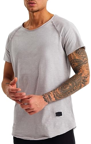 Leif Nelson T-Shirt Herren Sommer Rundhals-Ausschnitt (Grau, Größe L), Regular Fit Herren-T-Shirt 100% Baumwolle, Casual Basic Männer T-Shirt Kurzarm von Leif Nelson