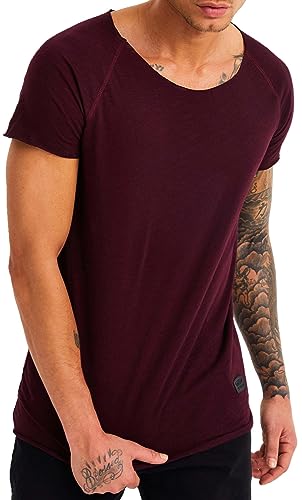 Leif Nelson T-Shirt Herren Sommer Rundhals-Ausschnitt (Rot, Größe S), Regular Fit Herren-T-Shirt 100% Baumwolle, Casual Basic Männer T-Shirt Kurzarm von Leif Nelson