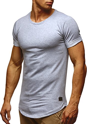 Leif Nelson T-Shirt Herren Sommer Rundhals-Ausschnitt (Grau, Größe S), Regular Fit Herren-T-Shirt 100% Baumwolle, Casual Basic Männer T-Shirt Kurzarm von Leif Nelson