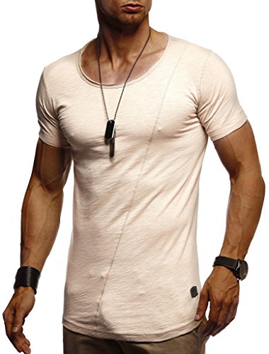 Leif Nelson T-Shirt Herren Sommer Rundhals-Ausschnitt 100% Baumwolle (Beige, Größe M) Regular Fit Herren-T-Shirt Rundkragen, Basic Männer T-Shirt Kurzarm von Leif Nelson