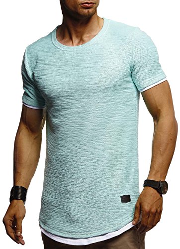 Leif Nelson T-Shirt Herren Sommer Rundhals-Ausschnitt (Mint, Größe S), Regular Fit Herren-T-Shirt 100% Baumwolle, Casual Basic Männer T-Shirt Kurzarm von Leif Nelson