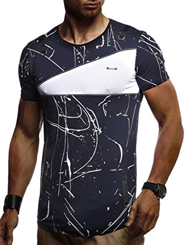 Leif Nelson T-Shirt Herren Sommer Rundhals-Ausschnitt (Blau, Größe M), Regular Fit Herren-T-Shirt Baumwolle, Casual Basic Männer T-Shirt Kurzarm von Leif Nelson