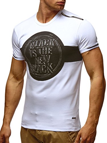 Leif Nelson Herren Sommer T-Shirt Rundhals-Ausschnitt Slim Fit Baumwolle-Anteil Moderner Männer T-Shirt crew Neck Hoodie-Sweatshirt kurzarm lang LN795 weiß L von Leif Nelson