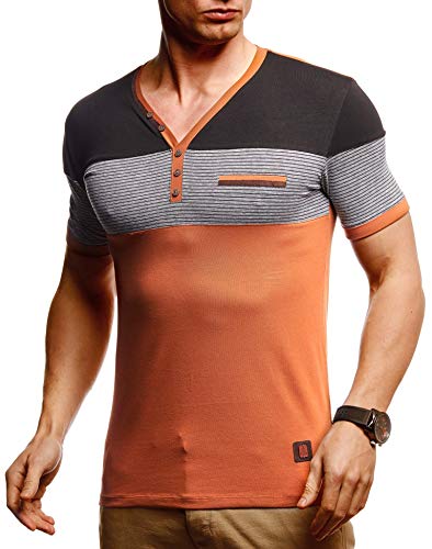 Leif Nelson Sommer T-Shirt Herren V-Ausschnitt (Rot, Größe S) - Coole Tshirts V-Neck Baumwolle - Casual Basic Shirts Männer Kurzarm - Mens t Shirt von Leif Nelson