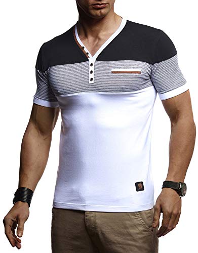 Leif Nelson Sommer T-Shirt Herren V-Ausschnitt (Weiß, Größe M) - Coole Tshirts V-Neck Baumwolle - Casual Basic Shirts Männer Kurzarm - Mens t Shirt von Leif Nelson