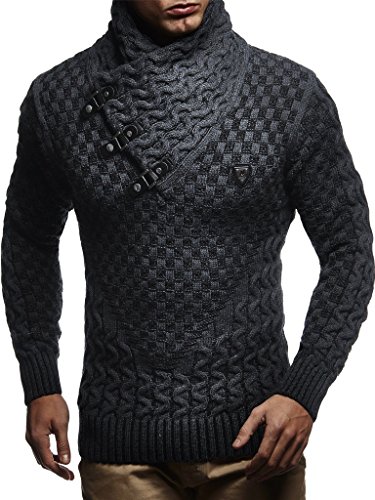 Leif Nelson Herren Strickpullover Schwarz mit Schalkragen/Hochwertiger Winterpullover in Regular Fit, ideal für Casual und Business, Langarm Größe 5XL von Leif Nelson
