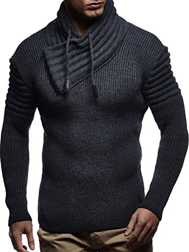 Leif Nelson Herren Strick-Pullover Schalkragen Slim Fit Winter Sommer Moderner Männer schwarzer Pulli T-Shirt Langarm mit Kragen Herren Hoodie-Wollpullover LN5445 Anthrazit-Schwarz Small Leif Nelson Herren Strick-Pullover Schalkragen Slim Fit Winter Sommer Moderner Männer schwarzer Pulli T-Shirt Langarm mit Kragen Herren Hoodie-Wollpullover LN5445 Anthrazit-Schwarz Small von Leif Nelson