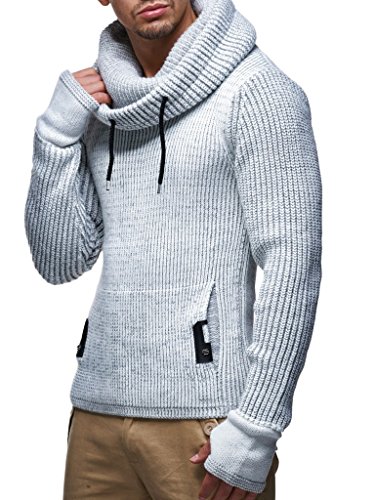 Leif Nelson Herren Strickpullover Grau mit Kragen/Hochwertiger Winterpullover Regular Fit, ideal für Casual-Looks, Langarm Größe S von Leif Nelson