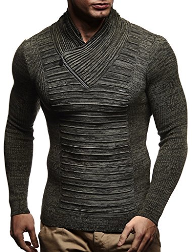Leif Nelson Herren Strickpullover Khaki XXL Reißverschluss - Dünner Männer Strick Pullover Winter & Sommer - Cooler Männer Pullover Schalkragen Leif Nelson Herren Strickpullover Khaki XXL Reißverschluss - Dünner Männer Strick Pullover Winter & Sommer - Cooler Männer Pullover Schalkragen von Leif Nelson