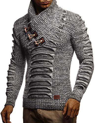 Leif Nelson Herren Strickjacke (Grau, Größe M) mit Knöpfen Regular Fit, Männer Cardigan Langarm Design, ideal für Casual und Business-Looks von Leif Nelson
