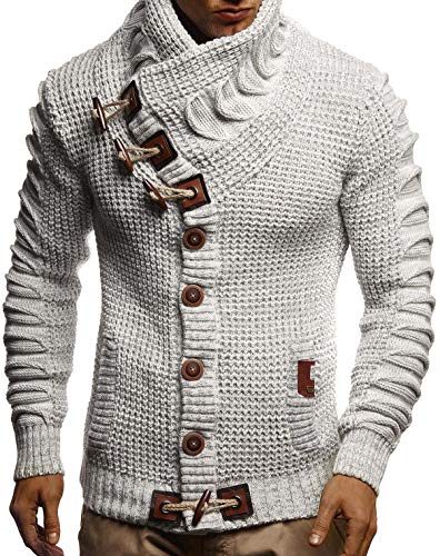 Leif Nelson Herren Strickjacke (Grau Größe XL) mit Knöpfen Regular Fit, Männer Cardigan Langarm Design, ideal für Casual und Business-Looks von Leif Nelson