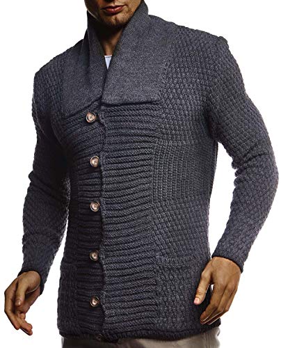 Leif Nelson Herren Strickjacke (Grau, Größe M) mit Knöpfen Regular Fit, Männer Cardigan Langarm Design, ideal für Casual und Business-Looks von Leif Nelson