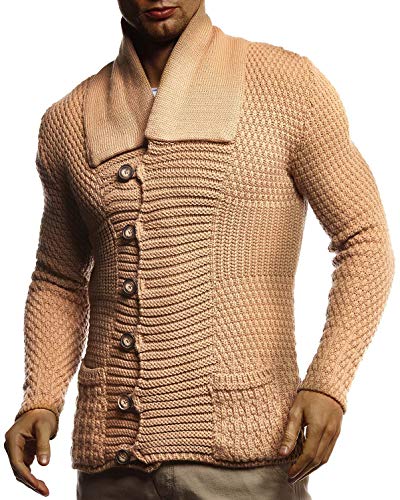 Leif Nelson Herren Strickjacke (Braun, Größe XL) mit Knöpfen Regular Fit, Männer Cardigan Langarm Design, ideal für Casual und Business-Looks von Leif Nelson