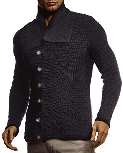 Leif Nelson Herren Strickjacke (Schwarz, Größe XXL) mit Knöpfen Regular Fit, Männer Cardigan Langarm Design, ideal für Casual und Business-Looks von Leif Nelson