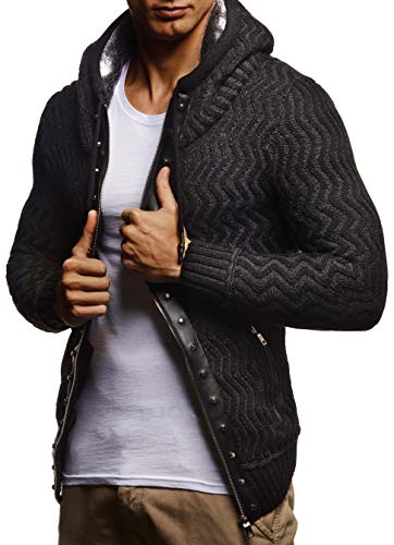 Leif Nelson Herren Strickjacke Elegante Freizeitjacke Kaputze Männer Jacke Slim Fit LN5680;S,Anthra-Schwarz Leif Nelson Herren Strickjacke Elegante Freizeitjacke Kaputze Männer Jacke Slim Fit LN5680;S,Anthra-Schwarz von Leif Nelson