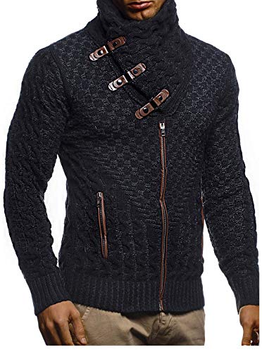 Leif Nelson Herren Strickjacke (Schwarz, Größe L) mit Reißverschluss Regular Fit, Männer Cardigan Langarm Design, ideal für Casual und Business-Looks von Leif Nelson