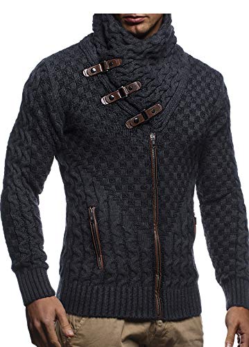 Leif Nelson Herren Strickjacke Schwarz Größe XXL mit Reißverschluss Regular Fit, Männer Cardigan Langarm Design, ideal für Casual und Business-Looks von Leif Nelson