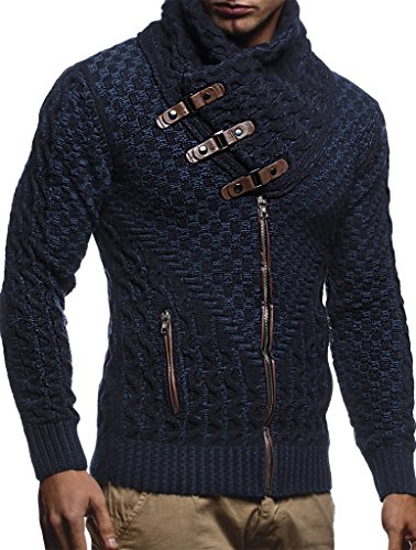 Leif Nelson Herren Strickjacke Blau Größe XXL mit Reißverschluss Regular Fit, Männer Cardigan Langarm Design, ideal für Casual und Business-Looks von Leif Nelson