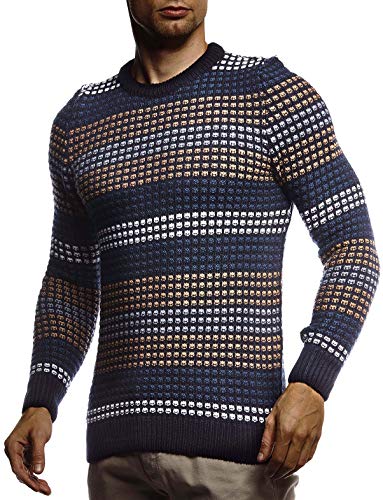 Leif Nelson Strickpullover Herren Rundhals (Blau, Größe M) - Dünner Männer Strick Pullover für Winter & Sommer - Coole Crewneck Männer Pullover von Leif Nelson