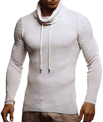 Leif Nelson Herren-Strickpullover Woll-Pullover mit Rollkragen Moderner Pullover Sweatshirt LN20747; M; Beige von Leif Nelson
