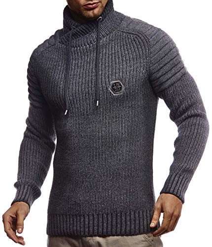 Leif Nelson Herren Strickpullover Schwarz mit Schalkragen/Hochwertiger Winterpullover in Regular Fit, ideal für Casual und Business, Langarm Größe 4XL von Leif Nelson