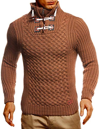 Leif Nelson Herren Strickpullover Pullover mit Stehkragen Männer Pulli für Winter Winterpullover Jungen Sweatshirt Camel X-Large von Leif Nelson