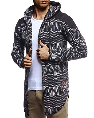 Leif Nelson Herren Sweatjacke Lange Freizeitjacke mit Kapuze Schwarze Übergangsjacke Basic Hoodie für Männer Kapuzenjacke Sweater Schwarz Medium von Leif Nelson