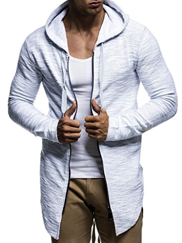 Leif Nelson Herren Sweatjacke mit Kapuze Slim Fit Baumwolle-Anteil Basic Männer Hoodie-Cardigan Langarm Jungen Schwarze Kapuzenjacke für Winter Sommer LN6301 Grau X-Large von Leif Nelson