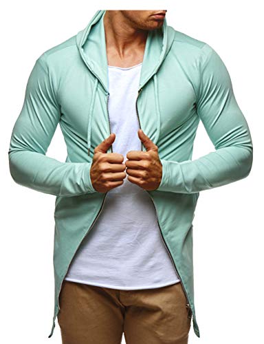 Leif Nelson Herren Sweatjacke mit Kapuze Slim Fit Baumwolle-Anteil Modernes Hoodie-Cardigan Langarm Männer Schwarze Freizeit-Kapuzen-Jacke für Winter Sommer LN6366 Mint Large von Leif Nelson