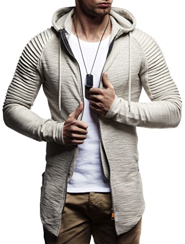 Leif Nelson Herren Sweatjacke mit Kapuze Slim Fit Baumwolle-Anteil Modernes Hoodie-Cardigan Langarm Männer Schwarze Freizeit-Kapuzen-Jacke für Winter Sommer LN8149 Signalgrau Large von Leif Nelson