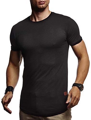 Leif Nelson Herren T-Shirt Sommer Rundhals-Ausschnitt (Schwarz, Größe L), Regular Fit 100% Baumwolle, Basic Männer Kurzarm von Leif Nelson