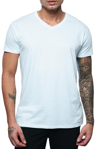 Leif Nelson Herren T-Shirt mit V-Ausschnitt, Slim Fit Basic Shirt aus Baumwolle, Kurzarm Männer Oberteil für Alltag & Freizeit, Weiß XXXL Leif Nelson Herren T-Shirt mit V-Ausschnitt, Slim Fit Basic Shirt aus Baumwolle, Kurzarm Männer Oberteil für Alltag & Freizeit, Weiß XXXL von Leif Nelson
