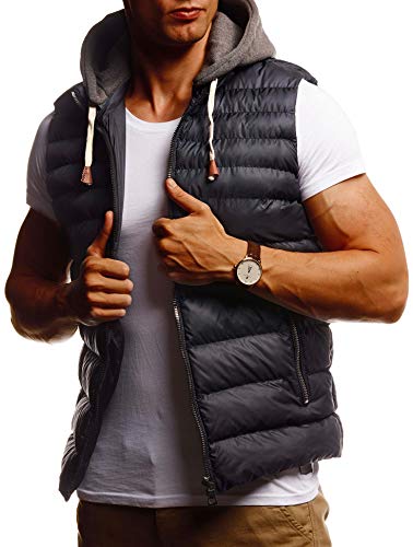 Leif Nelson Herren Weste für Outdoor - Stepp & Ärmellose Weste mit Kapuze - Fleeceweste - Jacke von Leif Nelson