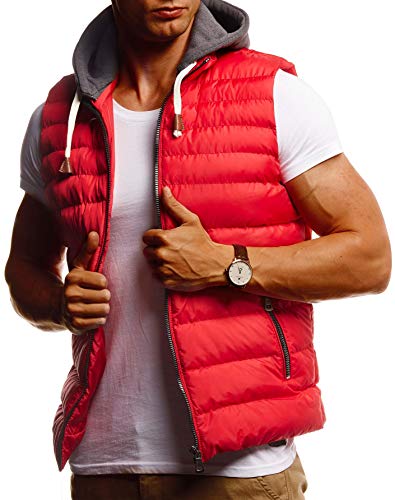 Leif Nelson Herren Weste für Outdoor - Stepp & Ärmellose Weste mit Kapuze - Fleeceweste - Jacke von Leif Nelson