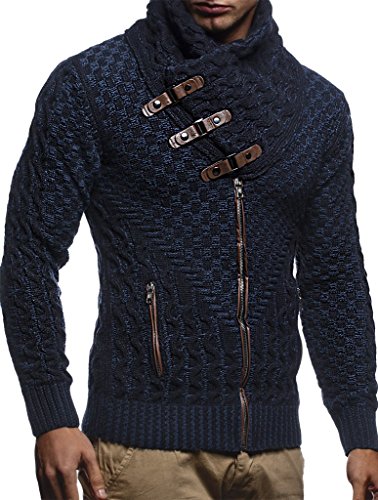 Leif Nelson Herren Strickjacke (Blau, Größe 3XL) mit Reißverschluss Regular Fit, Männer Cardigan Langarm Design, ideal für Casual und Business-Looks von Leif Nelson