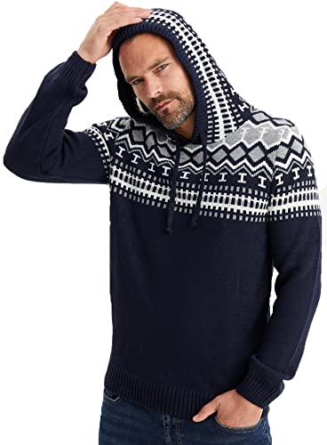 Leif Nelson Herren-Winterpullover Strick-Hoodie mit KapuzeModerner Wollpullover Das Beste in Kleidung Männer LN2031 Größe XXL Blau von Leif Nelson