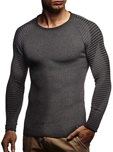 Leif Nelson Strickpullover Herren Rundhals (Grau, Größe XL) - Dünner Männer Strick Pullover für Winter & Sommer - Coole Crewneck Männer Pullover von Leif Nelson