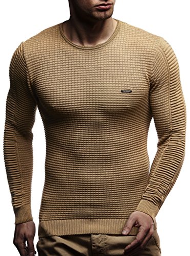 Leif Nelson Strickpullover Herren Rundhals (Beige, Größe 4XL) - Dünner Männer Strick Pullover für Winter & Sommer - Coole Crewneck Männer Pullover von Leif Nelson