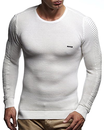 Leif Nelson Strickpullover Herren Rundhals (Ecru, Größe XL) - Dünner Männer Strick Pullover für Winter & Sommer - Coole Crewneck Männer Pullover von Leif Nelson