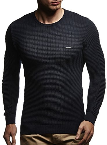 Leif Nelson Strickpullover Herren Rundhals (Blau, Größe M) - Dünner Männer Strick Pullover für Winter & Sommer - Coole Crewneck Männer Pullover von Leif Nelson