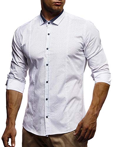 Leif Nelson Herren weißes Hemd Slim Fit Langarm Schwarzes Männer Stretch Kurzarmhemd Freizeithemd Jungen Langarmshirt Langarmhemd Business Hochzeit Freizeit Kurzarm LN3495 Weiß XX-Large von Leif Nelson