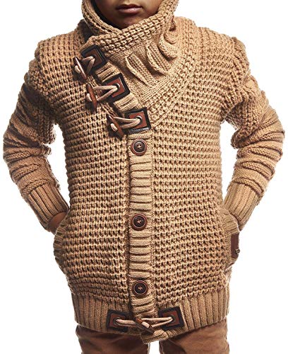 Leif Nelson Kinder Jungen Strickjacke Cardigan Schwarze Jacke für Winter Winterjacke Übergangsjacke Freizeitjacke Kinderjacken Langarm Schalkragen LN5585K 8-9 Braun von Leif Nelson
