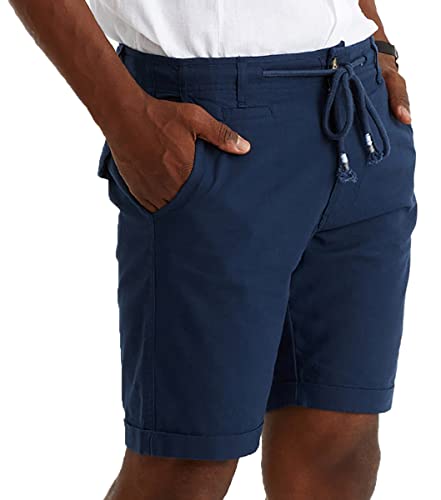 Leif Nelson Kurze Hose Herren Bermuda Leinen Shorts Leinenhose Stoffhose Leinenshorts Männer Sommerhose Jungen Freizeithose LN9490 Blau L von Leif Nelson