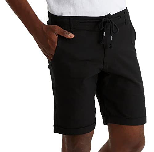 Leif Nelson Kurze Hose Herren Bermuda Leinen Shorts Leinenhose Stoffhose Leinenshorts Männer Sommerhose Jungen Freizeithose LN9490 Schwarz M von Leif Nelson