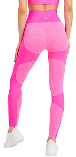 Leif Nelson Leggings Damen Trainingshose Sport Leggins Gym Seamless Sporthose Laufhose Nahtlose Blickdicht Sportleggings Yoga Mädchen Fitnesshose für Gym Workout Jogging Alltag Rosa Large von Leif Nelson