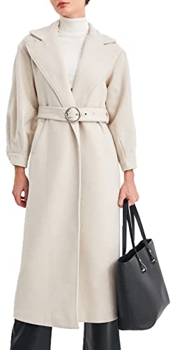 Leif Nelson Mantel Damen elegant Lange Jacke Winter Trenchcoat Herbst Wollmantel Wintermantel Übergangsjacke Frauen Freizeitjacke Business Größe M Beige von Leif Nelson